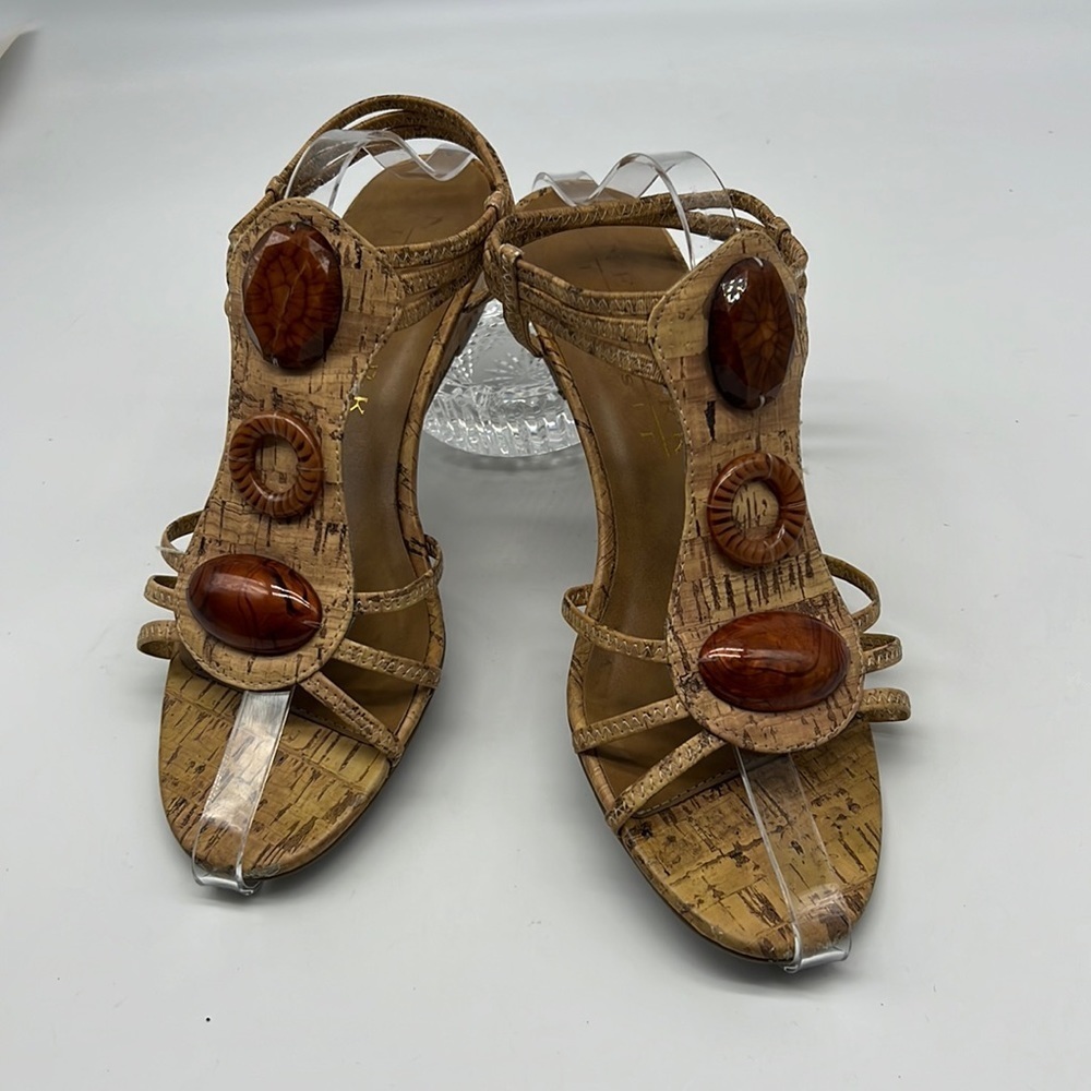 New York Transit faux Cork Sandals with Wedge Heel size 8